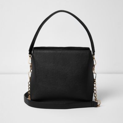 Black quilted mini bucket bag